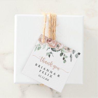 Classic Dusty Pink Rose Floral Wedding Favor Tags