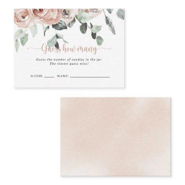 Classic Dusty Pink Rose Guess How Many Game Invitations