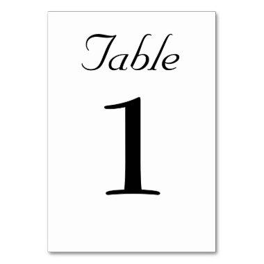 Classic Elegant Black and White Rustic Wedding Table Number