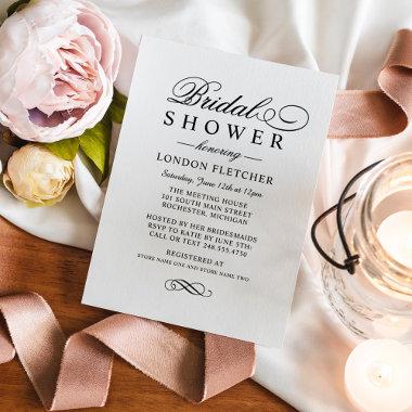 Classic Elegant Black Wedding Bridal Shower Invitations