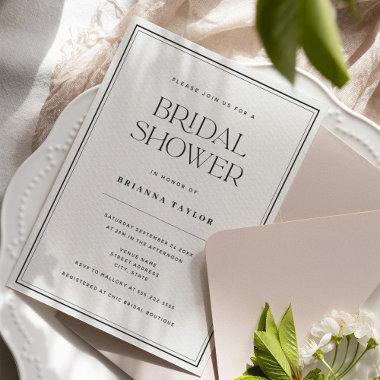 Classic Elegant Black & White Bridal Shower Invitations