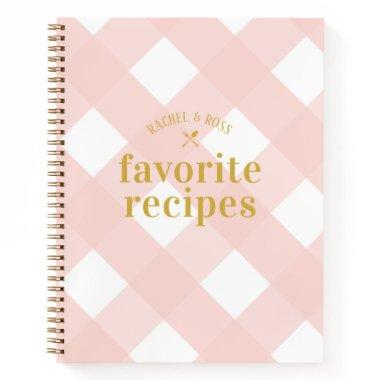 Classic Elegant Blush Gingham Newlyweds Recipe Notebook