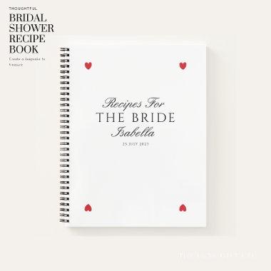Classic Elegant Hearts Bridal Shower Gift Recipe Notebook