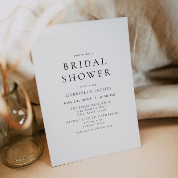 Classic Elegant Minimalist Simple Bridal Shower Invitations