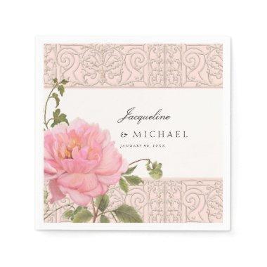 Classic Elegant Pink Peony Garden Bridal Shower Napkins