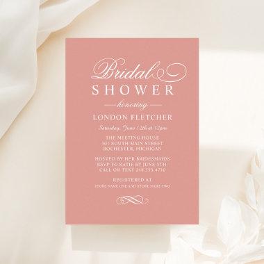Classic Elegant Rose Gold Wedding Bridal Shower Invitations