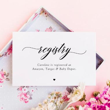 Classic Elegant Script Baby Bridal Shower Registry Note Invitations