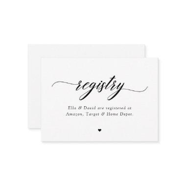 Classic Elegant Script Bridal Baby Shower Registry Note Invitations