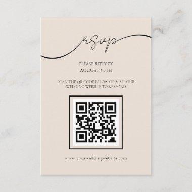 Classic Elegant Script QR Code Wedding RSVP Card
