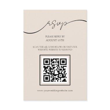 Classic Elegant Script QR Code Wedding RSVP Card