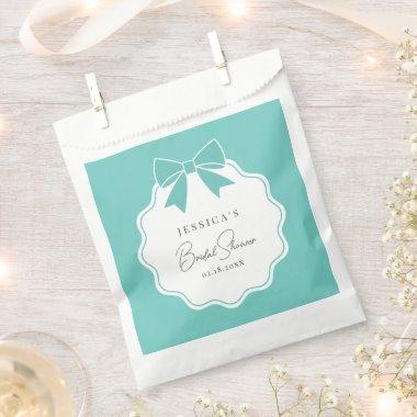 Classic Elegant Teal Blue Bow Ribbon  Favor Bag