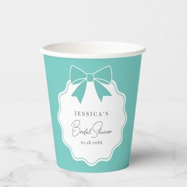 Classic Elegant Teal Blue Bow Ribbon  Paper Cups