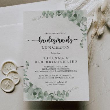 Classic Eucalyptus Bridesmaids Luncheon Shower Invitations