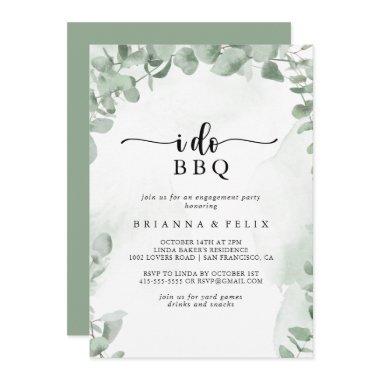 Classic Eucalyptus I Do BBQ Engagement Party  Invitations