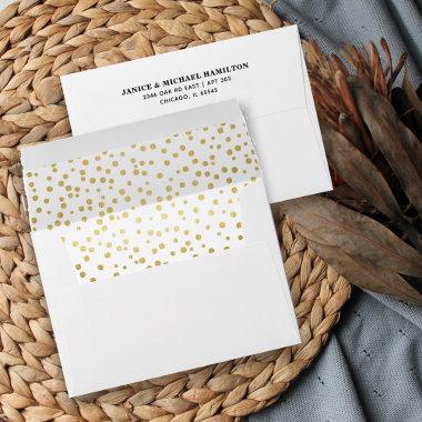 Classic Faux-Gold Confetti Pattern Lined Envelope