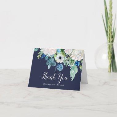 Classic Flowers | Navy Future Mrs Thank You Invitations