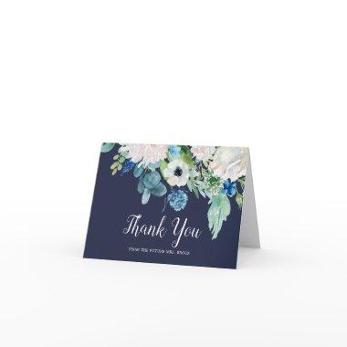 Classic Flowers | Navy Future Mrs Thank You Invitations