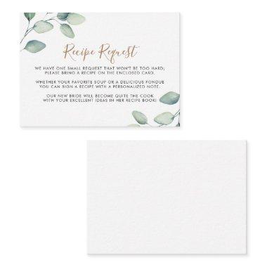 Classic Formal Green Leaf Wedding Recipe Request Enclosure