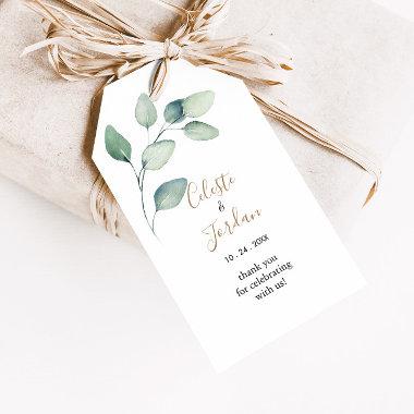Classic Formal Green Leaves Wedding Gift Tags