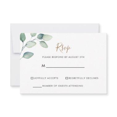 Classic Formal Green Leaves Wedding RSVP Card