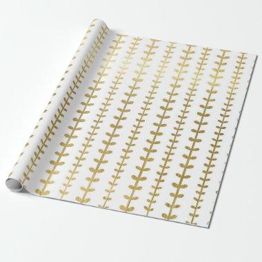 Classic Gold Botanical Leaf Pattern Wedding Wrappi Wrapping Paper