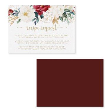 Classic Gold Burgundy Wedding Recipe Request Enclosure