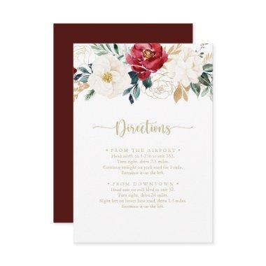 Classic Gold Burgundy White Wedding Directions  Enclosure Invitations