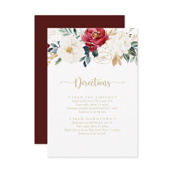 Classic Gold Burgundy White Wedding Directions  Enclosure
