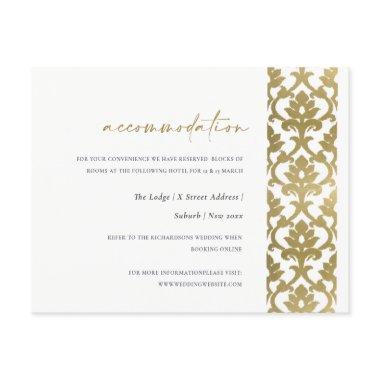 CLASSIC GOLD DAMASK FLORAL PATTERN ACCOMMODATION ENCLOSURE Invitations