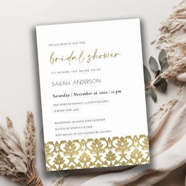 CLASSIC GOLD DAMASK FLORAL PATTERN BRIDAL SHOWER Invitations