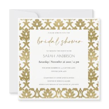 CLASSIC GOLD DAMASK FLORAL PATTERN BRIDAL SHOWER Invitations