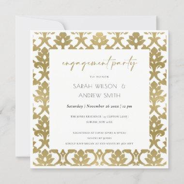 CLASSIC GOLD DAMASK FLORAL PATTERN ENGAGEMENT Invitations