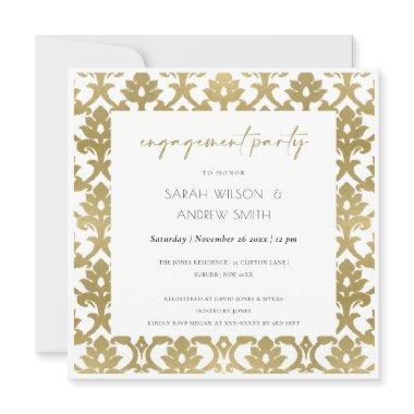 CLASSIC GOLD DAMASK FLORAL PATTERN ENGAGEMENT Invitations