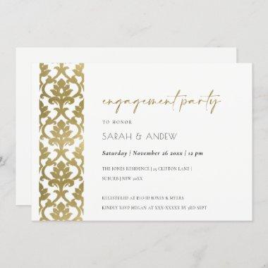 CLASSIC GOLD DAMASK FLORAL PATTERN ENGAGEMENT Invitations