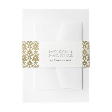 CLASSIC GOLD DAMASK FLORAL PATTERN MONOGRAM Invitations BELLY BAND