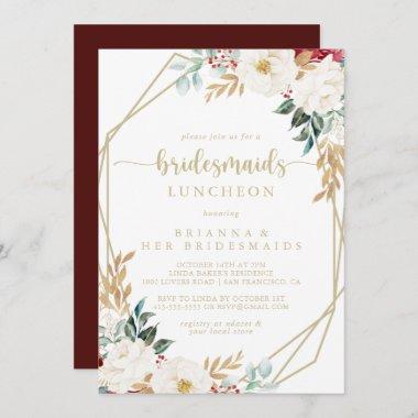 Classic Gold Floral Bridesmaids Luncheon Shower Invitations