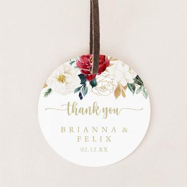 Classic Gold Floral Thank You Wedding Favor Classic Round Sticker