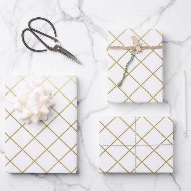 Classic Gold Geometric Abstract Pattern Wedding Wrapping Paper Sheets