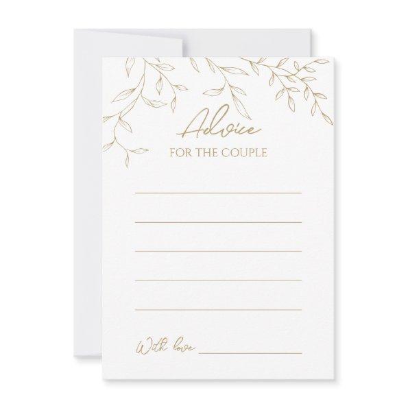 Classic Gold Greenery Wedding Advice Card