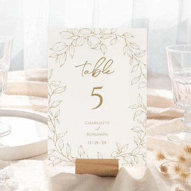 Classic Gold Greenery Wedding Table Number