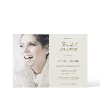 Classic Golden Elegant Photo Bridal Shower Invitations