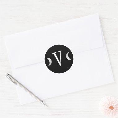Classic Gothic Black Monogram Moon Envelope Seal