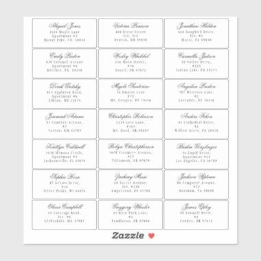 Classic Gothic White Wedding Guest Address Sticker