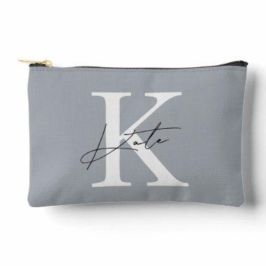 Classic Gray Monogram Bridesmaid Gift Accessory Pouch