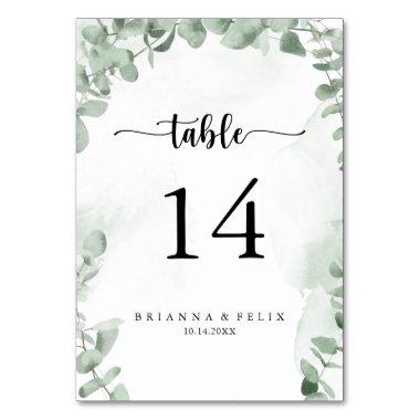 Classic Green Eucalyptus Foliage Wedding Table Number