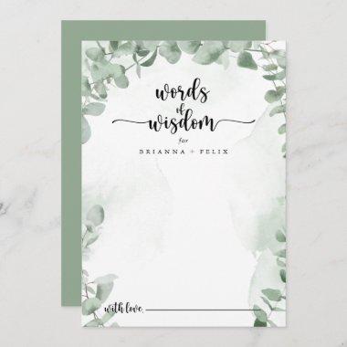 Classic Green Eucalyptus Wedding Words of Wisdom  Advice Card