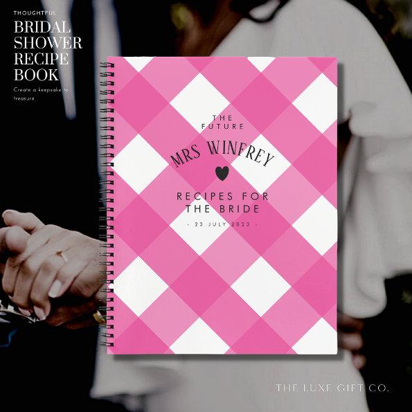 Classic Hot Pink Gingham  Gift Recipe Notebook