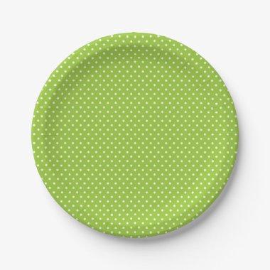 Classic Lime Green and White Polka Dot Plates