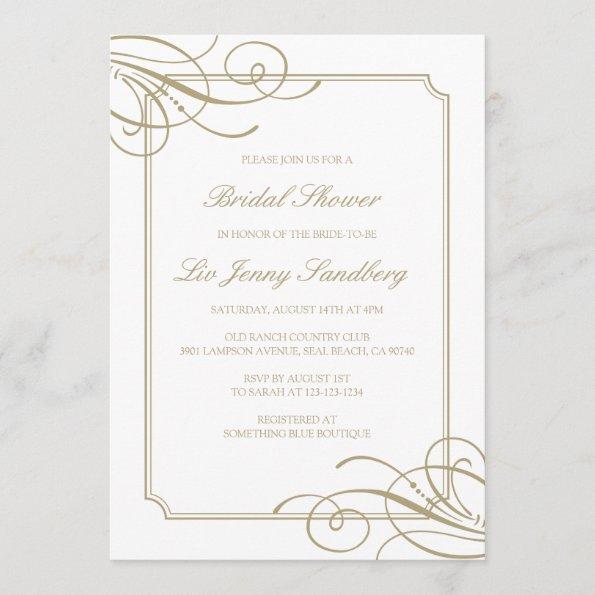 Classic Luxury Gold Frame Bridal Shower Invitations