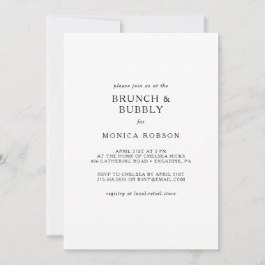 Classic Minimalist Brunch and Bubbly Shower Invitations